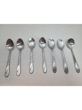 Lot of 7 Rogers Vintage Rose Pattern Flatware Spoons MCM